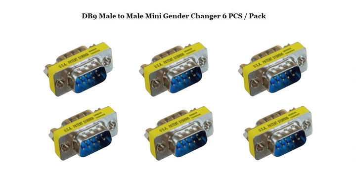D-Sub Serial Mini Gender Changer Coupler Adapter (Mini Gender Changer, 6 PCS/Pack) (DB9, Male to Male)
