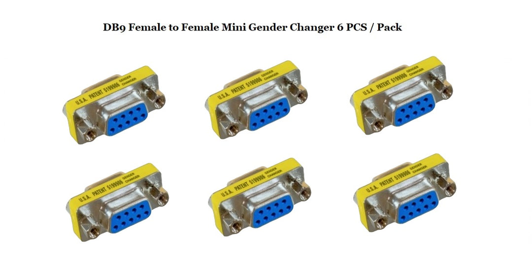D-Sub Serial Mini Gender Changer Coupler Adapter (Mini Gender Changer, 6 PCS/Pack) (DB9, Female to Female)