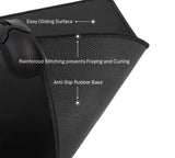 CompuCablePlusUSA.com Black mouse pad with text highlighting features on a white background