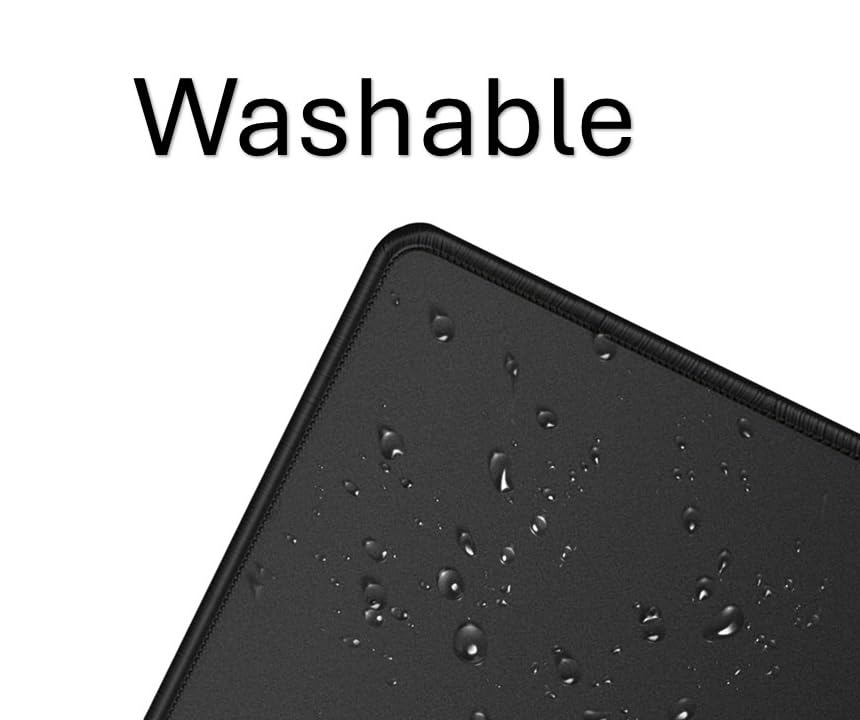 CompuCablePlusUSA.com Black Mouse Pad surface with water droplets and indicate with 'Washable' text on a white background.
