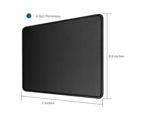 CompuCablePlusUSA.com Black mouse pad with dimensions and thickness label on a white background.