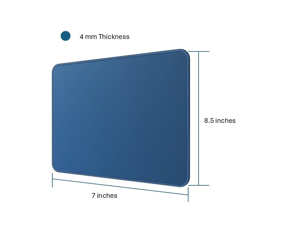 CompuCablePlusUSA.com Black mouse pad with dimensions and thickness label on a white background.