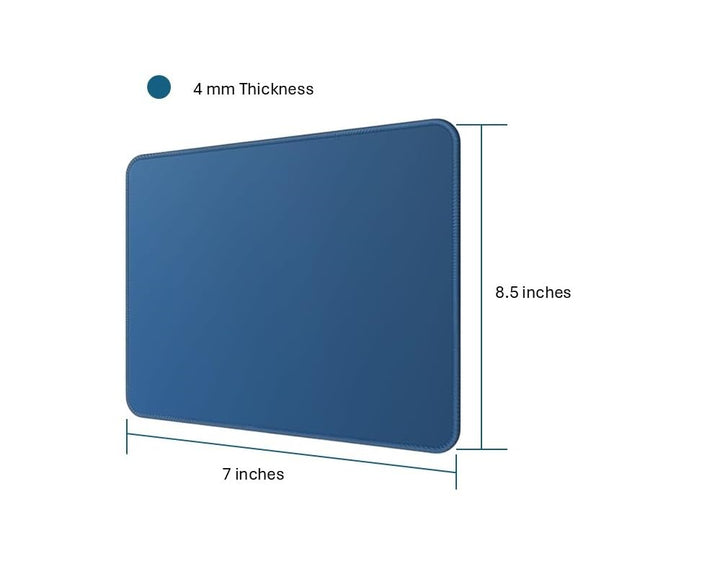 CompuCablePlusUSA.com Black mouse pad with dimensions and thickness label on a white background.