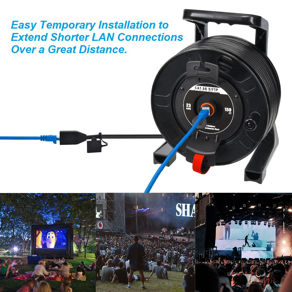 Computer Data Reels CAT6A Outdoor Retractable Ethernet Cable | IP67 Shielded Network Reel ...