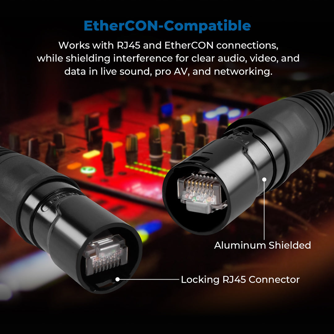 CompuCablePlusUSA Cat6A RJ45 Male to RJ45 Male 10Gbps with REAN Connectors Compatible with Neutrik etherCON Systems Black