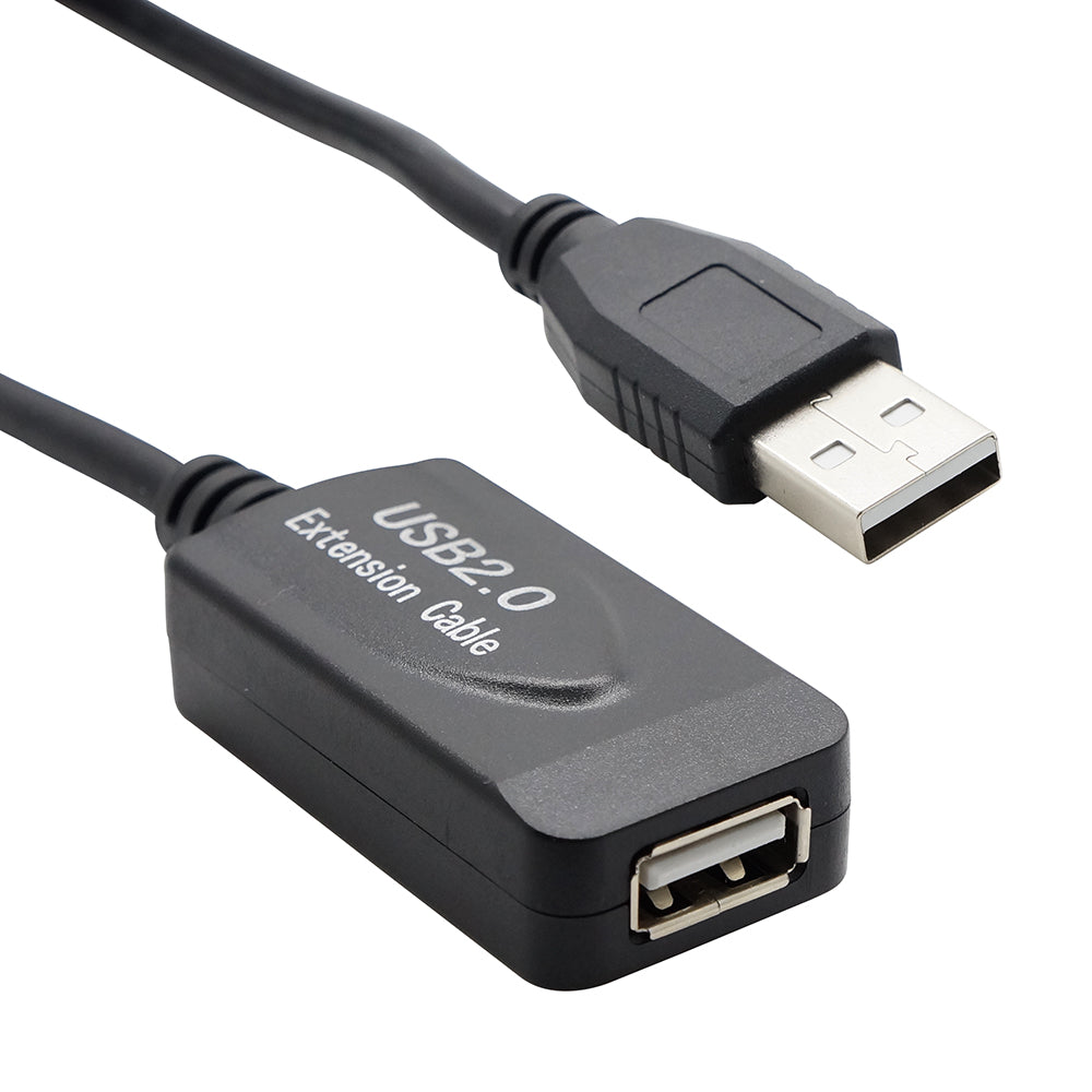CompuCablePlusUSA USB 2.0 Active Extension Repeater Type A Male to Type A Female Cable 480Mbps Black