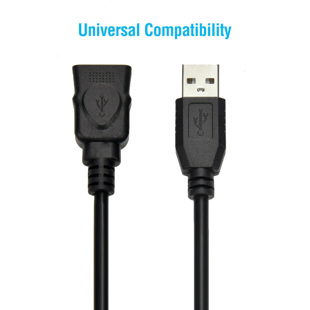 CompuCablePlusUSA USB 2.0 Active Extension Repeater Type A Male to Type A Female Cable 480Mbps Black
