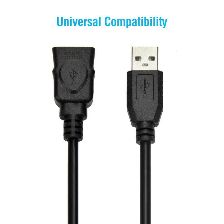 CompuCablePlusUSA USB 2.0 Active Extension Repeater Type A Male to Type A Female Cable 480Mbps Black