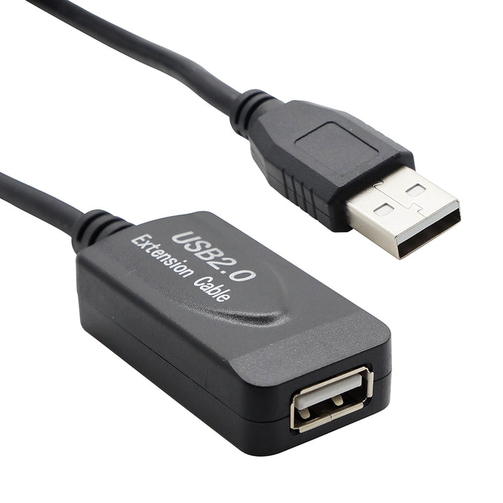 CompuCablePlusUSA USB 2.0 Active Extension Repeater Type A Male to Type A Female Cable 480Mbps Black