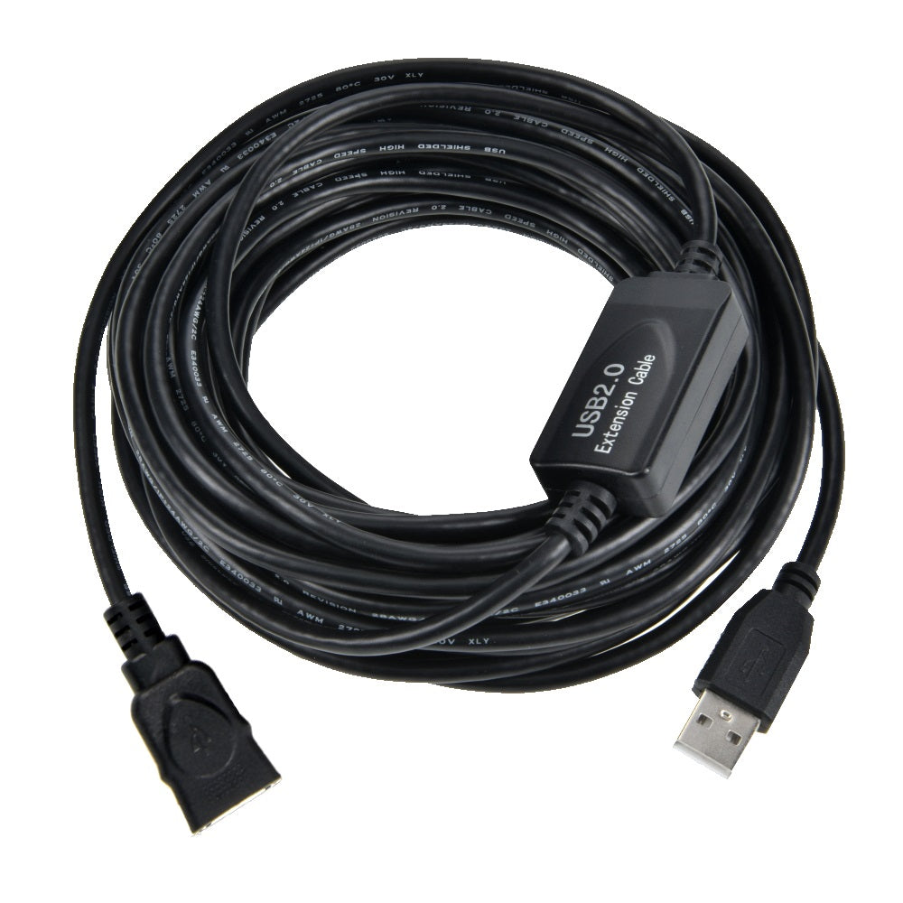 CompuCablePlusUSA USB 2.0 Active Extension Repeater Type A Male to Type A Female Cable 480Mbps Black