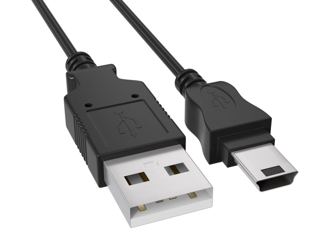 CompuCablePlusUSA USB 2.0 Type A Male to Mini 5-Pin Male Cable 480 Mbps Black.