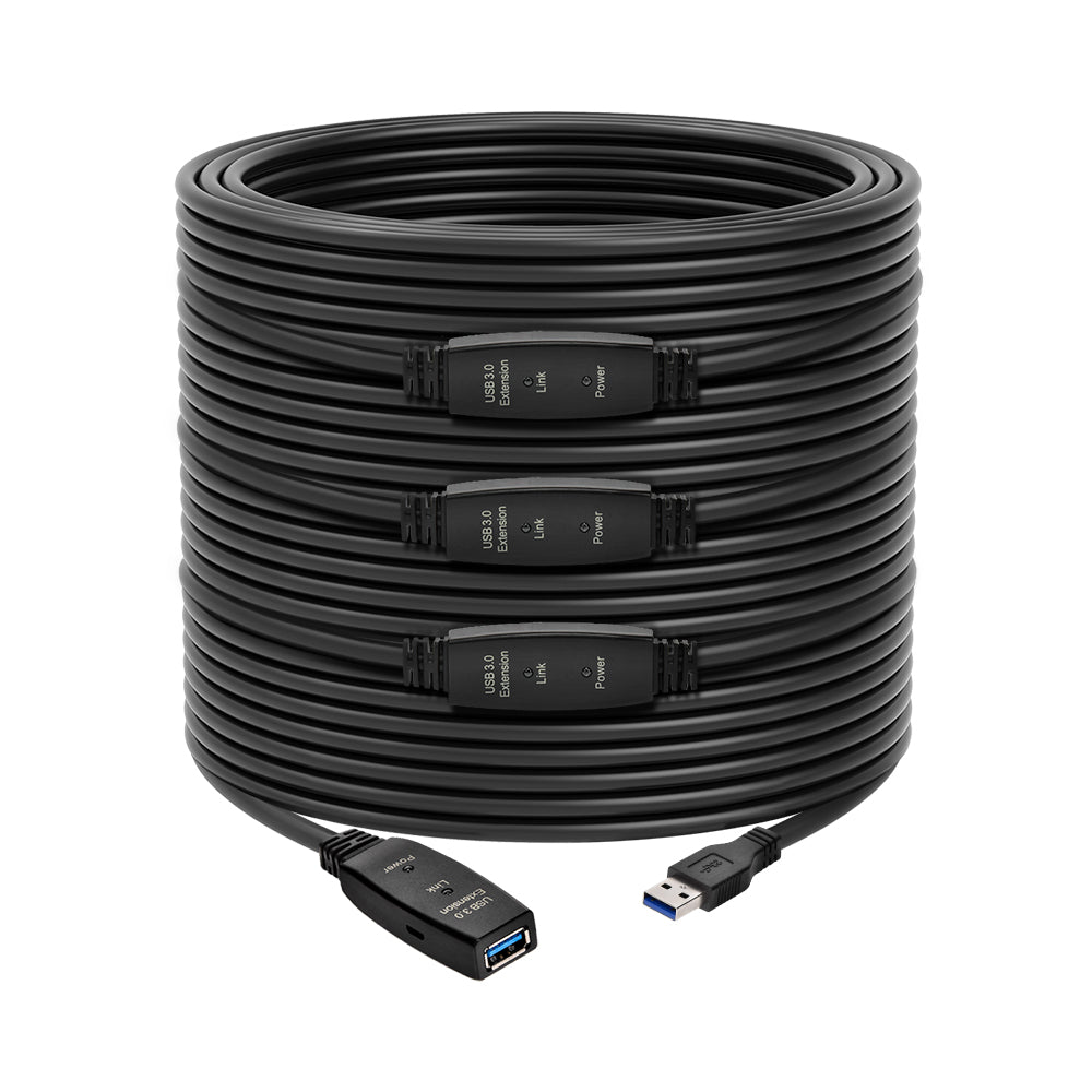 CompuCablePlusUSA USB 3.0 Active Extension Repeater Type A Male to Type A Female Cable 5Gbps Black