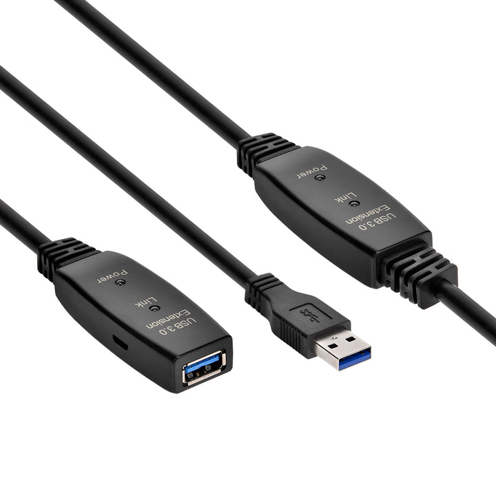 CompuCablePlusUSA USB 3.0 Active Extension Repeater Type A Male to Type A Female Cable 5Gbps Black