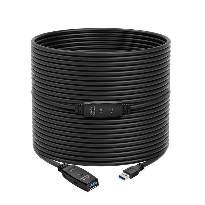 CompuCablePlusUSA USB 3.0 Active Extension Repeater Type A Male to Type A Female Cable 5Gbps Black