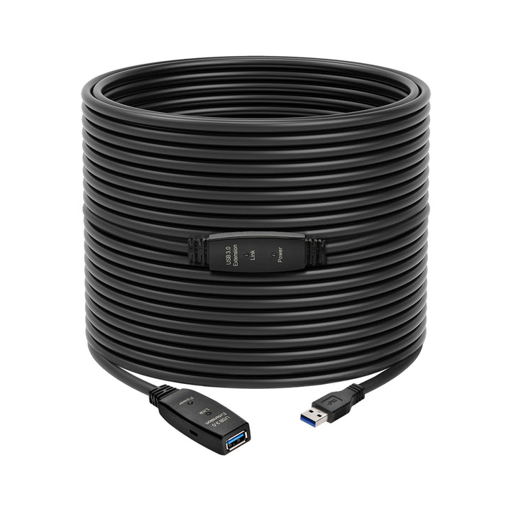 CompuCablePlusUSA USB 3.0 Active Extension Repeater Type A Male to Type A Female Cable 5Gbps Black