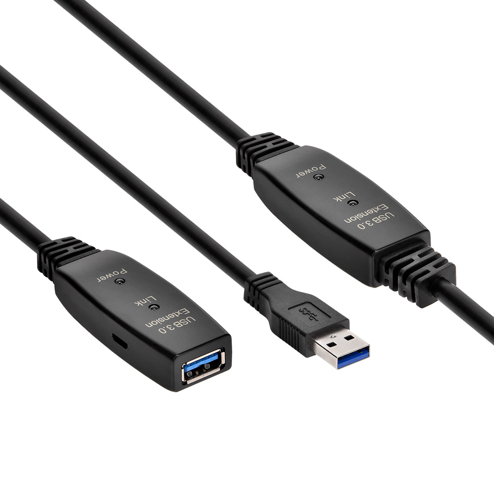 CompuCablePlusUSA USB 3.0 Active Extension Repeater Type A Male to Type A Female Cable 5Gbps Black