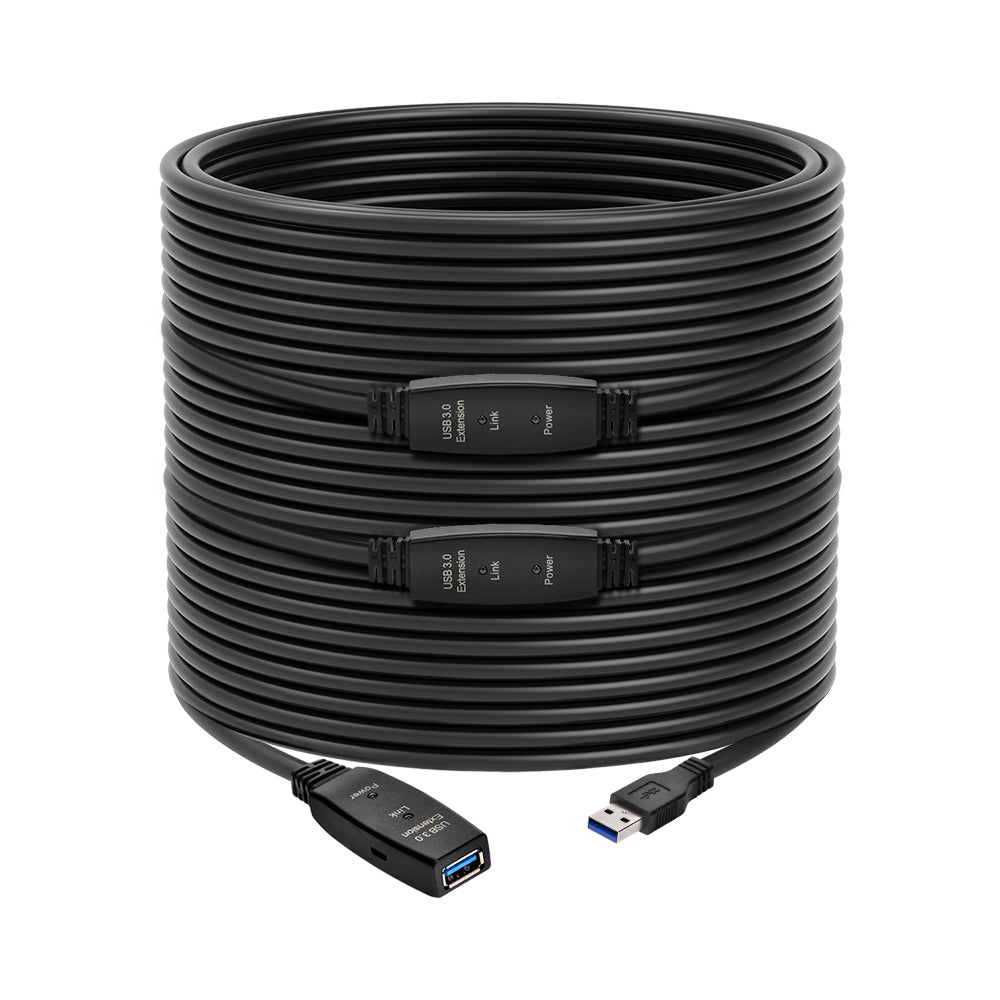 CompuCablePlusUSA USB 3.0 Active Extension Repeater Type A Male to Type A Female Cable 5Gbps Black