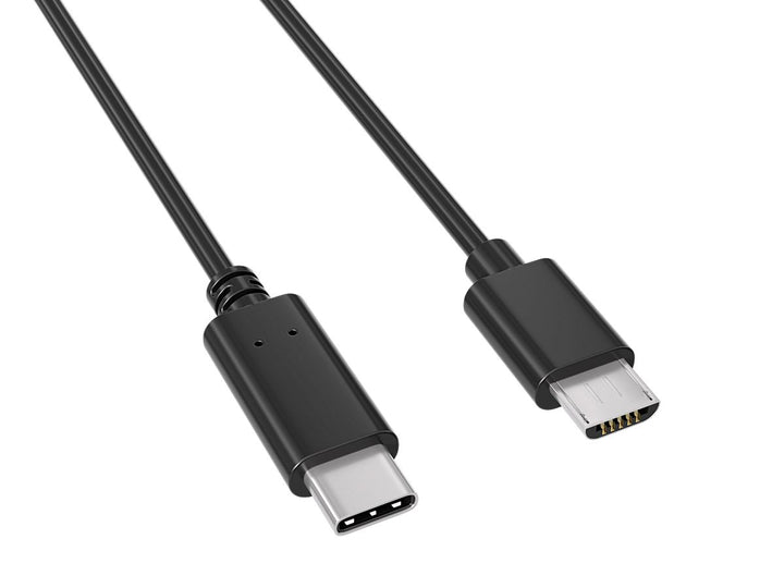 CompuCablePlusUSA USB 2.0 Type C Male to Micro B Male Cable 480Mbps Black.
