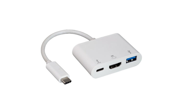 CompuCablePlusUSA.com 3-in-1 USB-C Adapter ¡V HDMI 4K, USB-A 3.0, and 100W USB-C PD Charging Port for Data & Power