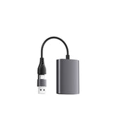 CompuCablePlusUSA.com 2-IN-1 USB 3.0 Cable USB A & Type-C to Dual HDMI Converter Adapter Left Side Angle Image.