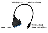 CompuCablePlusUSA.com USB C 3.1 Gen 2 Speed up to 10 GBPS to SATA 2.5 Inch, Cable Length 0.7 FT (7.9 inch) (200 mm).