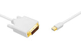 CompuCablePlusUSA.com Mini DisplayPort to DVI Cable, M/M, White, 3 FT, 6 FT, 10FT, & 15 FT.
