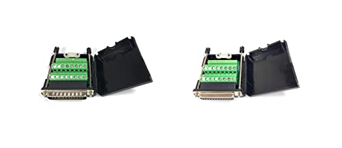 1 PC Male + 1 PC Female DB25 D-Sub Solderless Breakout Terminal Block Connector with Case and Thumb Screws Complete Bundle DIY Kit.