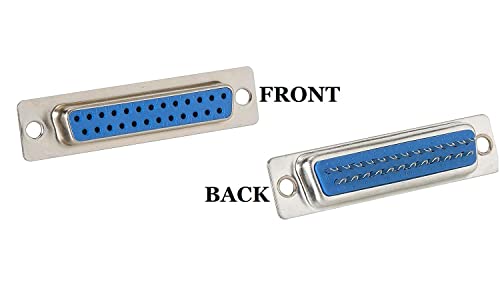 25 Pin D-Sub Solder Type Female Connector Front and Back Images.  