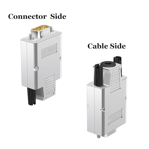 CompuCablePlusUSA.com Best DB9 Male Solderless Type Shielded Metal Hood Solderless Breakout Connector RS232 D-SUB Serial Adapter.