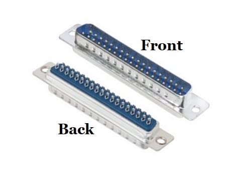 37 Pin D-Sub Solder Type Male Connector Front and Back Images.  