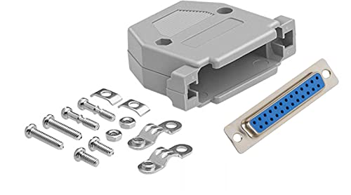 DB25 Solder Female Connector complete bundle DIY Kit includes connector, plastic hood and screws.