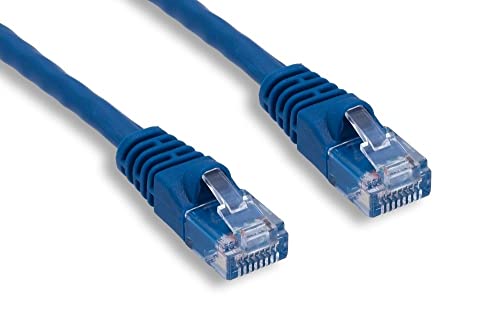 CompuCablePlusUSA.com A black CAT. 6 unshielded Ethernet cable with RJ45 connectors at both ends Blue.