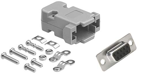 DB9 Solder Female Connector complete bundle DIY Kit includes connector, plastic hood and screws.
