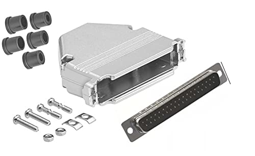  DB37 solder male connector complete bundle DIY kit includes connector, housing, strain relief grommets and screws.