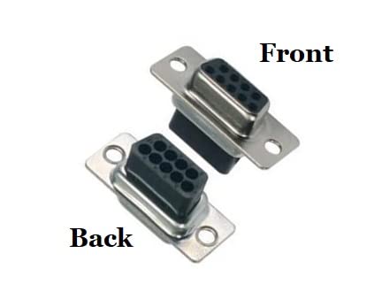  9 Pin D-Sub Crimp Type Female Connector Front and Back Images.