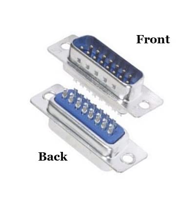 D-Sub Solder Type Male Connector Front and Back Images.  