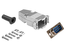 DB9 solder male connector complete bundle DIY kit includes connector, housing, strain relief grommets and screws.