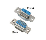High Denstiy 15 Pin D-Sub Solder Type Female Connector Front and Back Images.  
