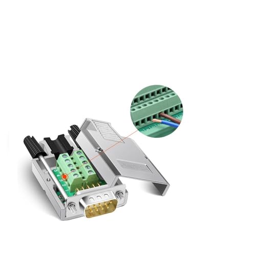 CompuCablePlusUSA.com Best DB9 Male Solderless Type Shielded Metal Hood Solderless Breakout Connector RS232 D-SUB Serial Adapter.