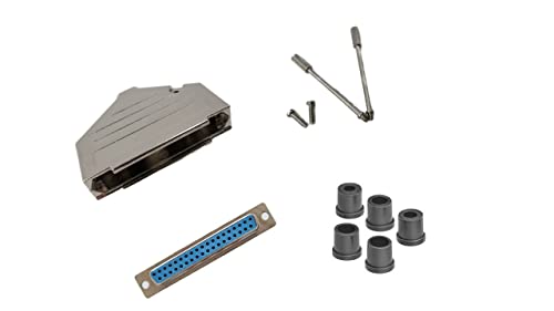Female DB37 Solder Type DIY Kit.  Complete Bundle DIY Kit Includes D-Sub Connector, Deluxe No-Ear, Full Profile Metal Housing, Strain Relief Grommet, and Screws.