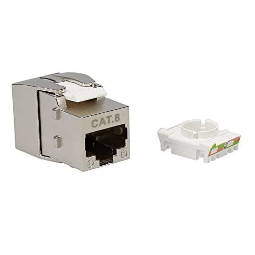 CAT.8 Ethernet Connectors RJ45 Toolless Shielded Keystone Jack, 2 PCS/Pack