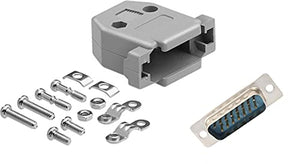 DB15 Solder Male Connector complete bundle DIY Kit includes connector, plastic hood and screws.