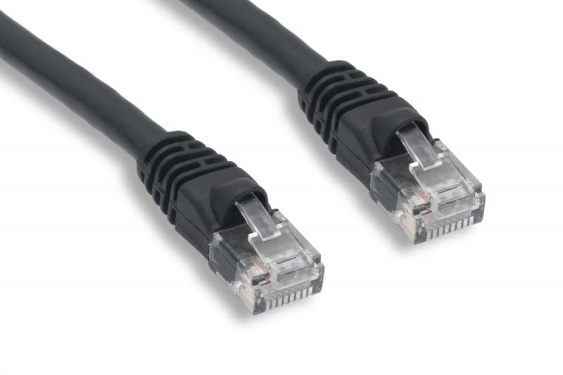 CompuCablePlusUSA.com A black CAT. 6 unshielded Ethernet cable with RJ45 connectors at both ends Black.