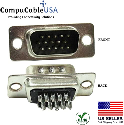 High Density DB15 Male Solder Connector front and back views