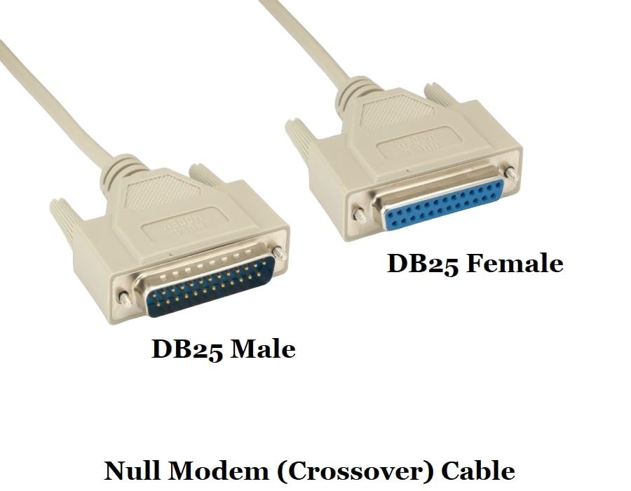 CompuCablePlusUSA.com Null Modem Cable Shielded, Molded, Beige (DB25 to DB25, Male to Female)