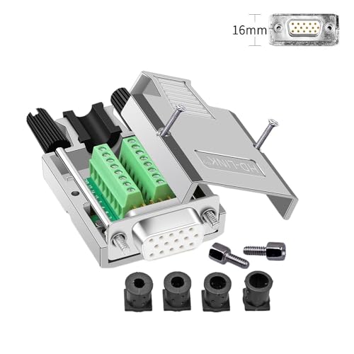 Compucableplususa.com High Density DB15 Solderless Type Shielded Metal Hood Solder Free Breakout Connector RS232 D-SUB Serial Adapter (High Density DB15, Female) DIY Kit.