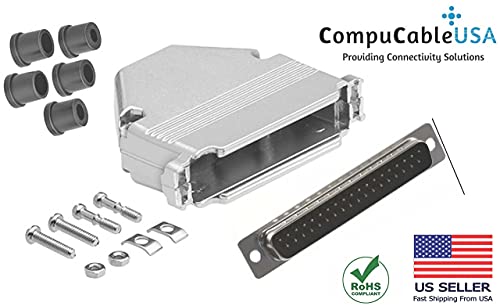  DB37 solder male connector complete bundle DIY kit includes connector, housing, strain relief grommets and screws.