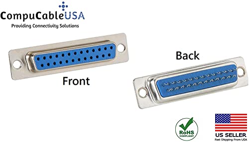 DB25 Solder Cup Connector Female Front and Back  views.