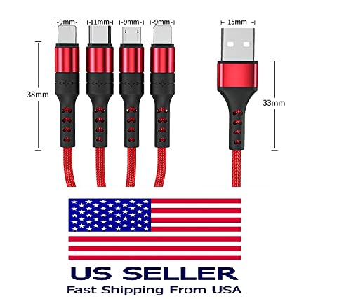 USB Cable 4 in 1 Fast Charging Cord for Cell Phones Tablets