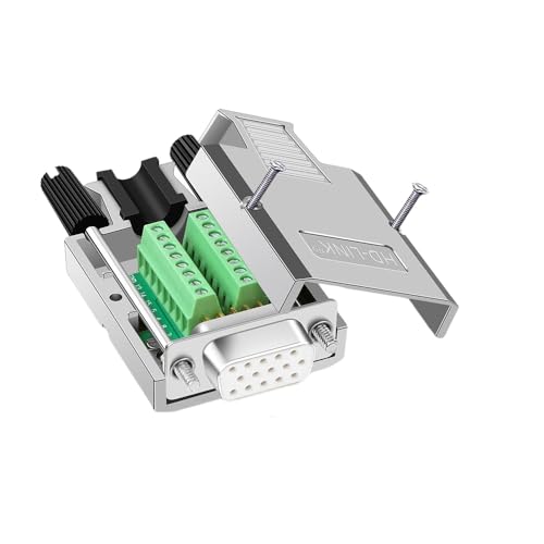 Compucableplususa.com High Density DB15 Solderless Type Shielded Metal Hood Solder Free Breakout Connector RS232 D-SUB Serial Adapter (High Density DB15, Female) DIY Kit.